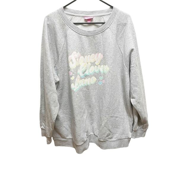 Stoney Clover Lane Rainbow Spell Out Crew Neck Heather Gray Sweatshirt XXL - Picture 1 of 5